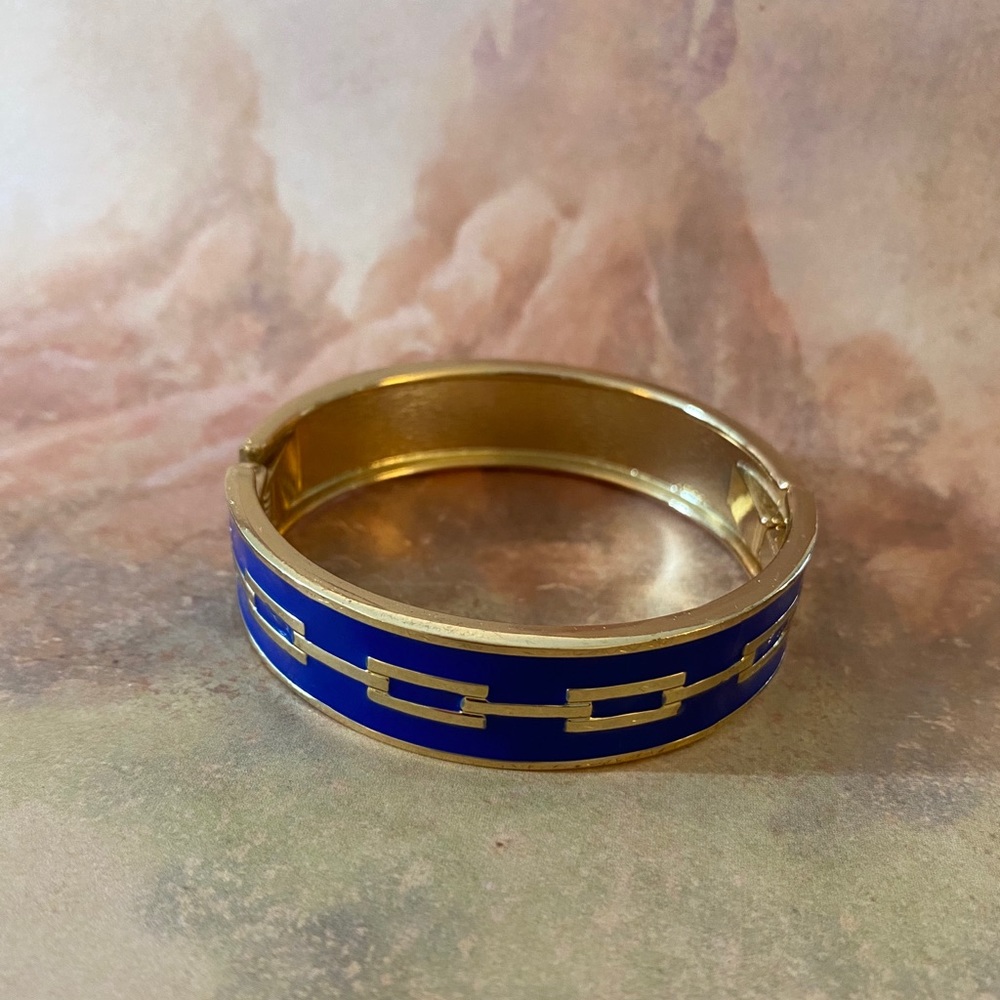 BN Jessica Simpson Blue Gold Royal Enamel Bangle